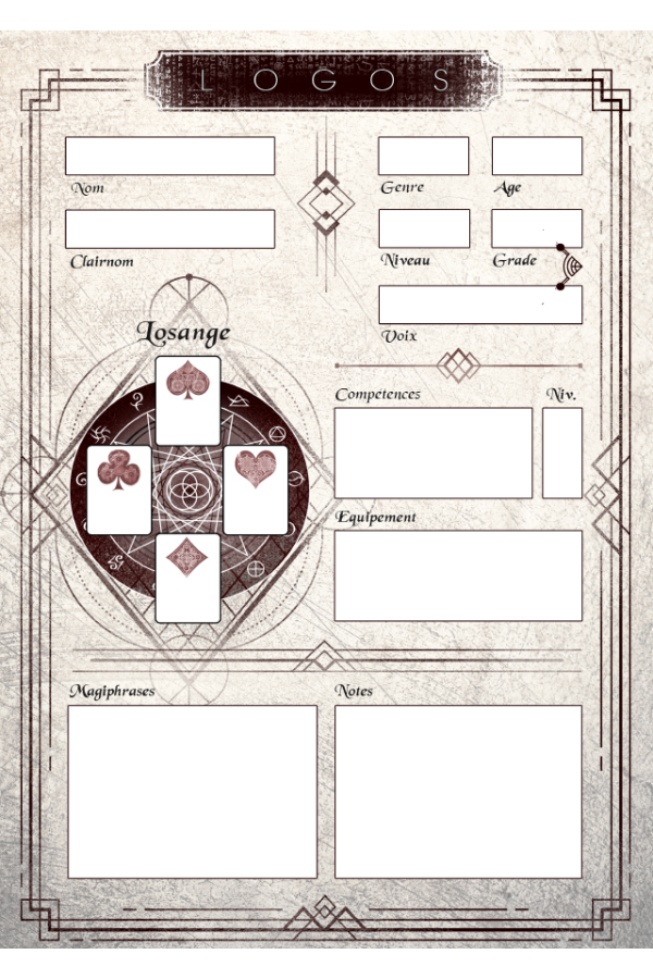 Bloc feuilles de personnages Logos
