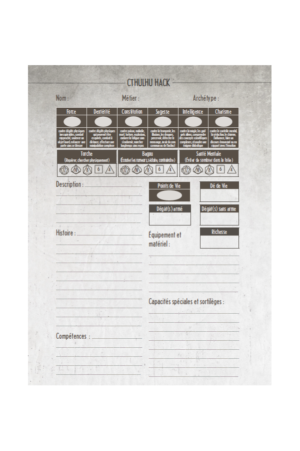 Cthulhu Hack Réédition Collector + feuilles de personnage
