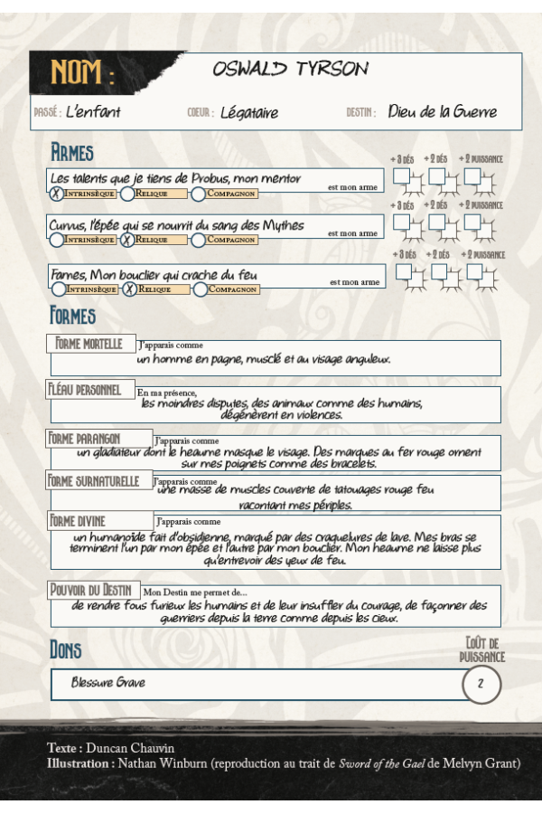 Fiches de tueurs de dieux