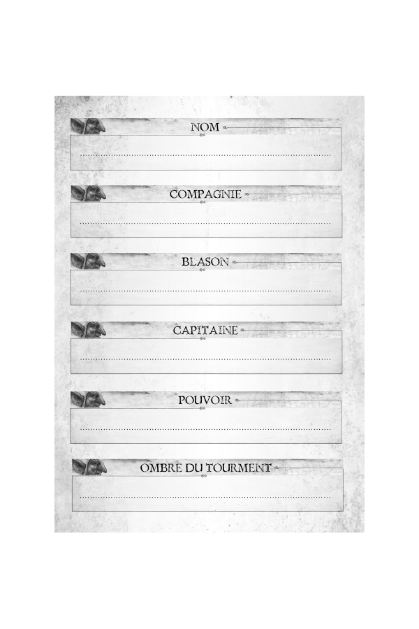 Livret de personnage pour Les Oubliés