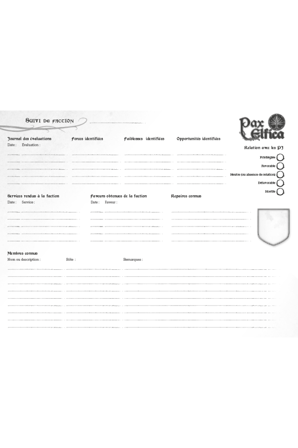 Pax Elfica - Dossier de personnage 5e édition